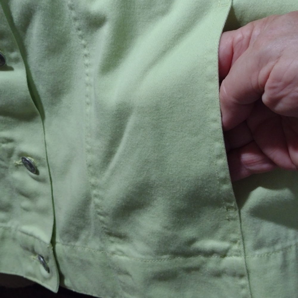 Bill Blass lime green denim jeans jacket XL - Picture 7 of 7